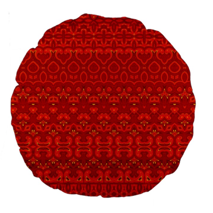 Boho Red Orange Large 18  Premium Round Cushions