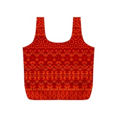 Boho Red Orange Full Print Recycle Bag (s) by SpinnyChairDesigns