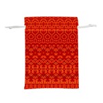 Boho Red Orange Lightweight Drawstring Pouch (S) Front