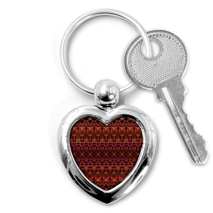 Boho Floral Pattern Key Chain (Heart)