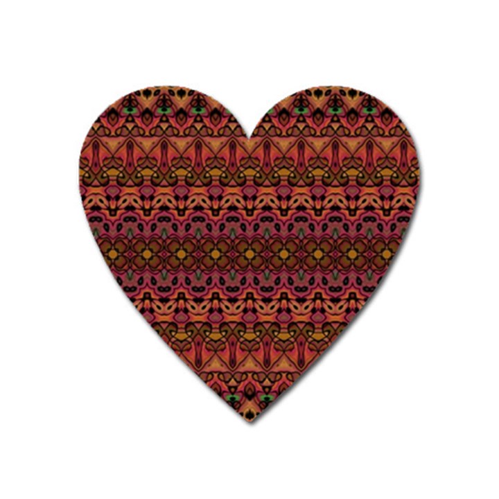 Boho Floral Pattern Heart Magnet