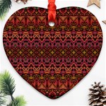 Boho Floral Pattern Heart Ornament (Two Sides) Front