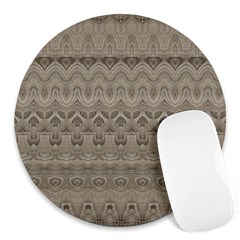 Boho Khaki  Round Mousepads by SpinnyChairDesigns