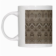 Boho Khaki  White Mugs by SpinnyChairDesigns