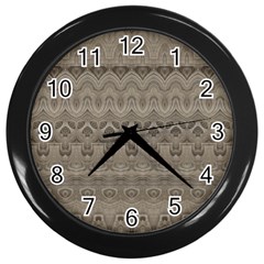 Boho Khaki  Wall Clock (black) by SpinnyChairDesigns