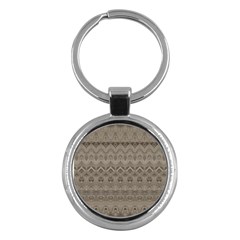 Boho Khaki  Key Chain (round) by SpinnyChairDesigns