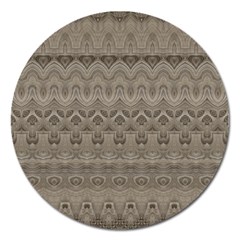 Boho Khaki  Magnet 5  (round) by SpinnyChairDesigns