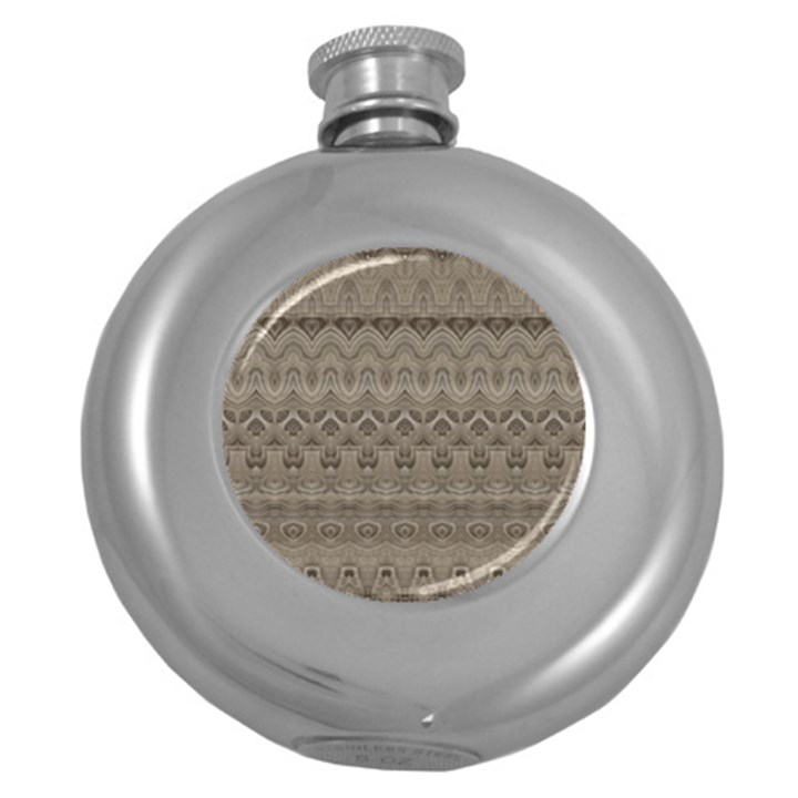 Boho Khaki  Round Hip Flask (5 oz)