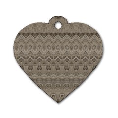 Boho Khaki  Dog Tag Heart (one Side) by SpinnyChairDesigns