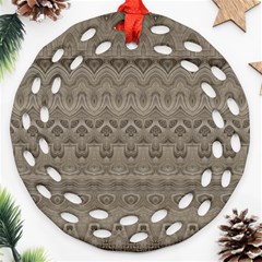 Boho Khaki  Ornament (round Filigree) by SpinnyChairDesigns