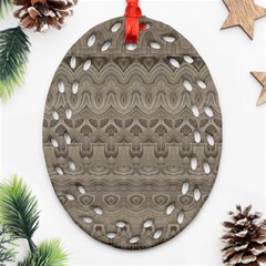 Boho Khaki  Oval Filigree Ornament (two Sides) by SpinnyChairDesigns