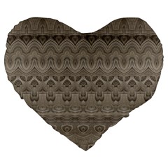 Boho Khaki  Large 19  Premium Heart Shape Cushions by SpinnyChairDesigns