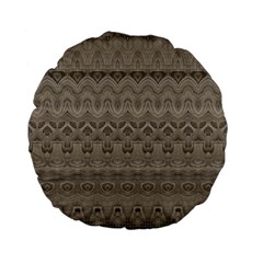 Boho Khaki  Standard 15  Premium Flano Round Cushions by SpinnyChairDesigns