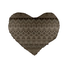 Boho Khaki  Standard 16  Premium Flano Heart Shape Cushions by SpinnyChairDesigns