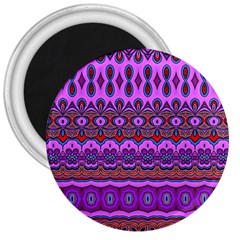 Boho Magenta Pattern 3  Magnets by SpinnyChairDesigns