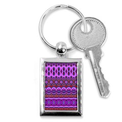 Boho Magenta Pattern Key Chain (rectangle) by SpinnyChairDesigns