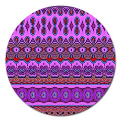 Boho Magenta Pattern Magnet 5  (round) by SpinnyChairDesigns