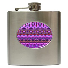 Boho Magenta Pattern Hip Flask (6 Oz) by SpinnyChairDesigns