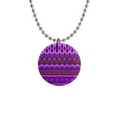 Boho Magenta Pattern 1  Button Necklace by SpinnyChairDesigns