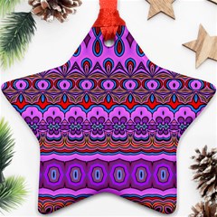 Boho Magenta Pattern Star Ornament (two Sides) by SpinnyChairDesigns