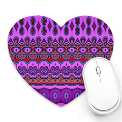 Boho Magenta Pattern Heart Mousepads by SpinnyChairDesigns