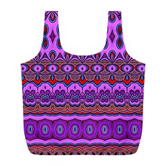 Boho Magenta Pattern Full Print Recycle Bag (l) by SpinnyChairDesigns