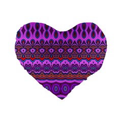 Boho Magenta Pattern Standard 16  Premium Flano Heart Shape Cushions by SpinnyChairDesigns