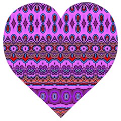 Boho Magenta Pattern Wooden Puzzle Heart by SpinnyChairDesigns