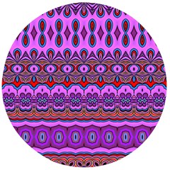 Boho Magenta Pattern Wooden Bottle Opener (round) by SpinnyChairDesigns