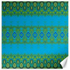 Boho Blue Green Pattern Canvas 20  X 20  by SpinnyChairDesigns