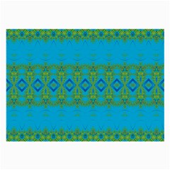 Boho Blue Green Pattern Large Glasses Cloth (2 Sides) by SpinnyChairDesigns