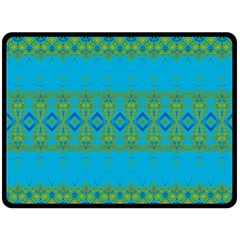 Boho Blue Green Pattern Fleece Blanket (large)  by SpinnyChairDesigns