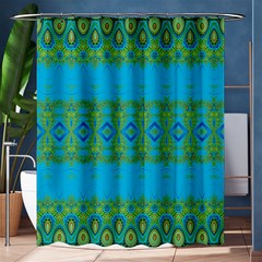 Boho Blue Green Pattern Shower Curtain 60  X 72  (medium)  by SpinnyChairDesigns