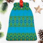 Boho Blue Green Pattern Bell Ornament (Two Sides) Front