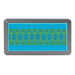 Boho Blue Green Pattern Memory Card Reader (mini) by SpinnyChairDesigns