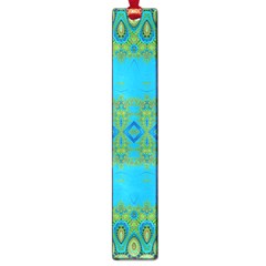 Boho Blue Green Pattern Large Book Marks by SpinnyChairDesigns