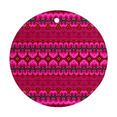 Boho Bright Pink Floral Ornament (round) by SpinnyChairDesigns