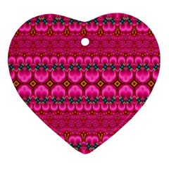 Boho Bright Pink Floral Ornament (heart) by SpinnyChairDesigns