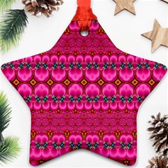 Boho Bright Pink Floral Ornament (star) by SpinnyChairDesigns