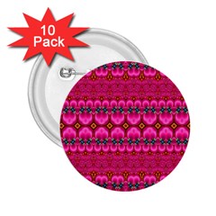 Boho Bright Pink Floral 2 25  Buttons (10 Pack)  by SpinnyChairDesigns