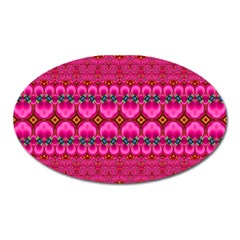 Boho Bright Pink Floral Oval Magnet by SpinnyChairDesigns