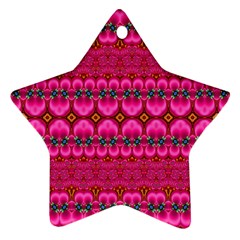 Boho Bright Pink Floral Star Ornament (two Sides) by SpinnyChairDesigns