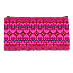 Boho Bright Pink Floral Pencil Case by SpinnyChairDesigns