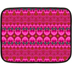 Boho Bright Pink Floral Double Sided Fleece Blanket (mini)  by SpinnyChairDesigns