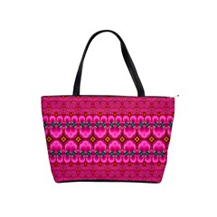 Boho Bright Pink Floral Classic Shoulder Handbag by SpinnyChairDesigns