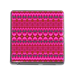 Boho Bright Pink Floral Memory Card Reader (square 5 Slot) by SpinnyChairDesigns