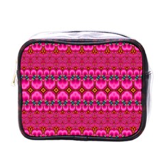 Boho Bright Pink Floral Mini Toiletries Bag (one Side) by SpinnyChairDesigns