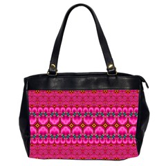 Boho Bright Pink Floral Oversize Office Handbag (2 Sides) by SpinnyChairDesigns