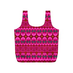 Boho Bright Pink Floral Full Print Recycle Bag (s) by SpinnyChairDesigns