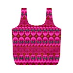 Boho Bright Pink Floral Full Print Recycle Bag (M) Front